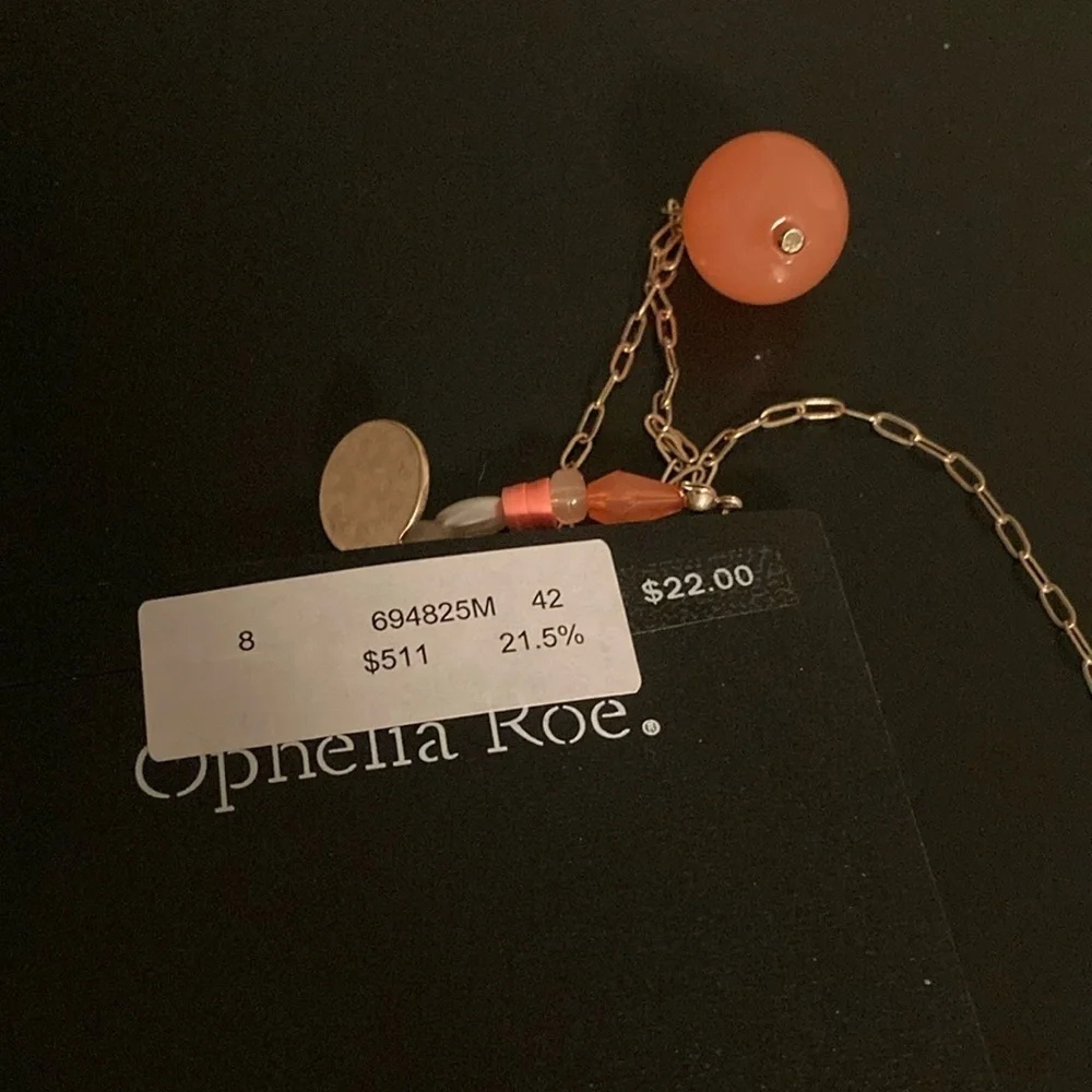 Chic Orange Beaded Necklace with Gold Accents